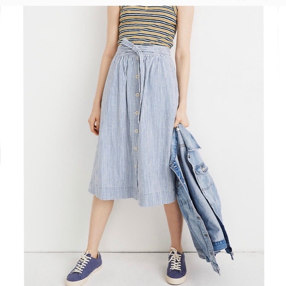Madewell Dresses & Skirts - NWT Madewell Tie Palisade Button Front Midi Skirt